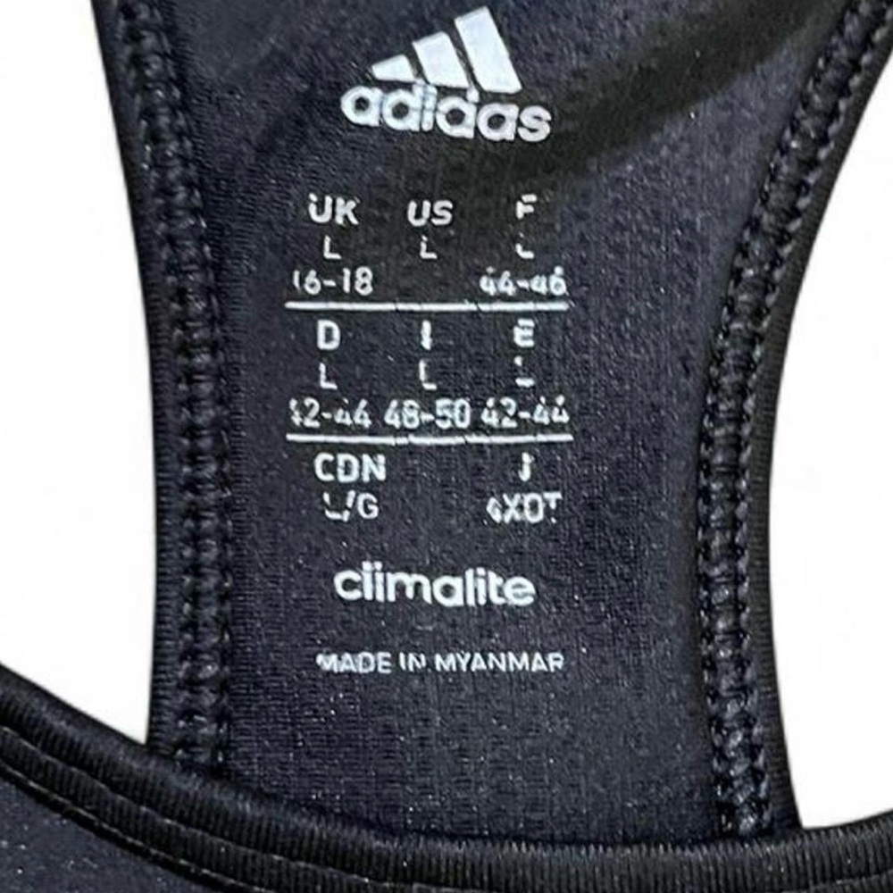 adidas Black Racerback Sports Bra with Subtle Logo - Picture 3 of 4
